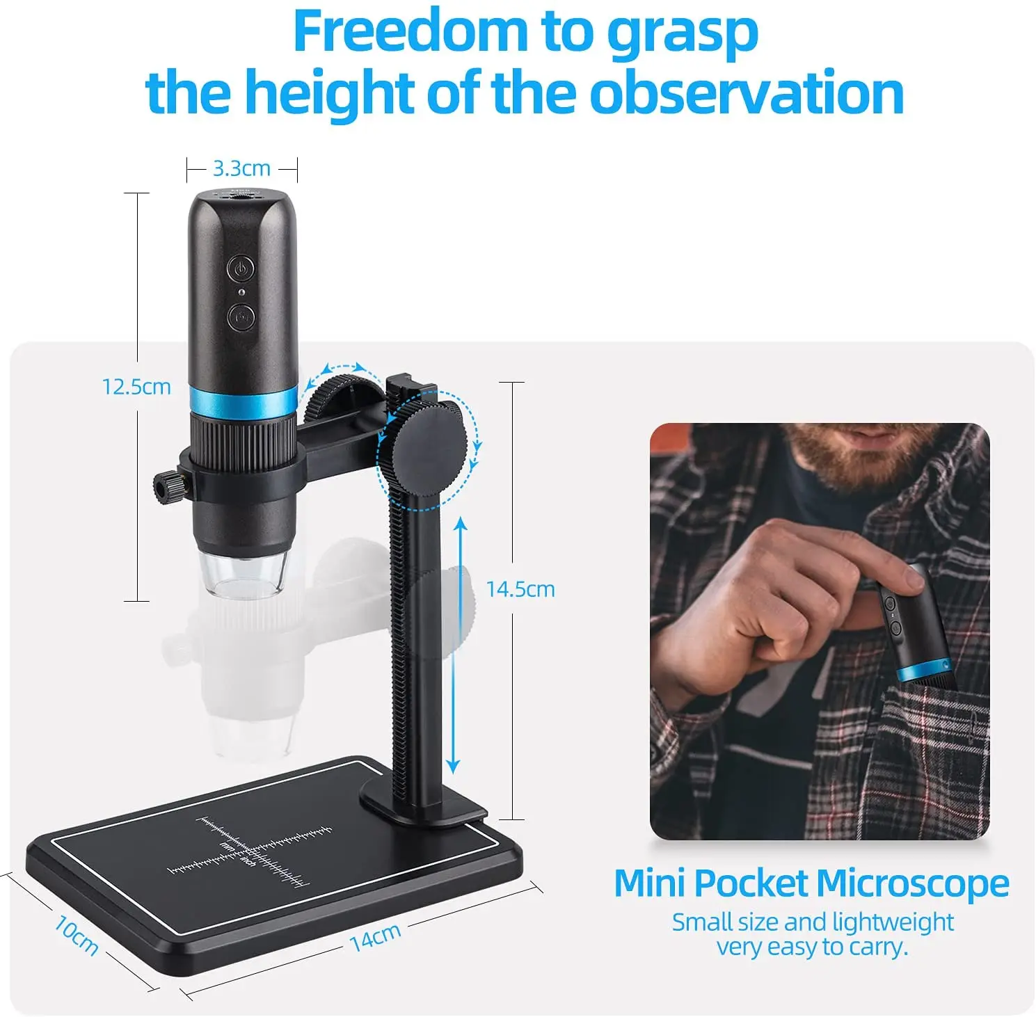 2MP 1080P 50-1000X Continous Focal  WIFI Digital Microscope CMOS Borescope Handheld Endoscope Inspection Otoscope Camera
