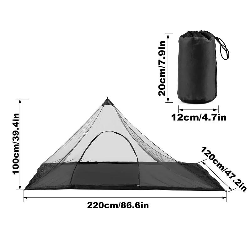 Summer Ultralight  Mesh Tent Portable Camping Triangle Anti-mosquito Tent Trekking Pole Tent Inner Mesh Tent Backpacking Tent