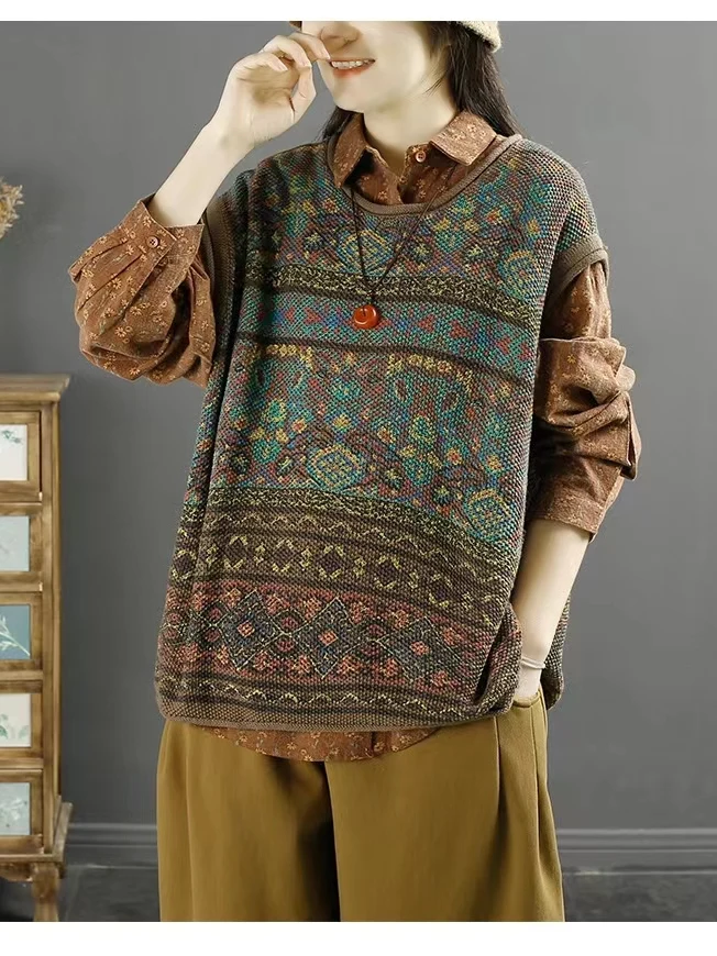 

Повседневный укороченный топ из хлопка и льна с цветочным принтом, весна-осень, для повседневной носки, стандартная длина