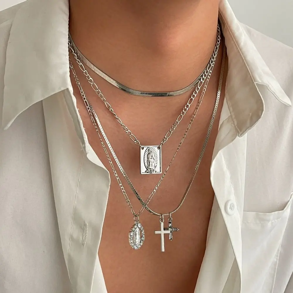 فريدة من نوعها الحب Bowknot مطرز قلادة الشرير كريستال متعدد الطبقات قلادة قلادة الرقبة مجوهرات قابل للتعديل Y2K قلادة معدنية يوميا