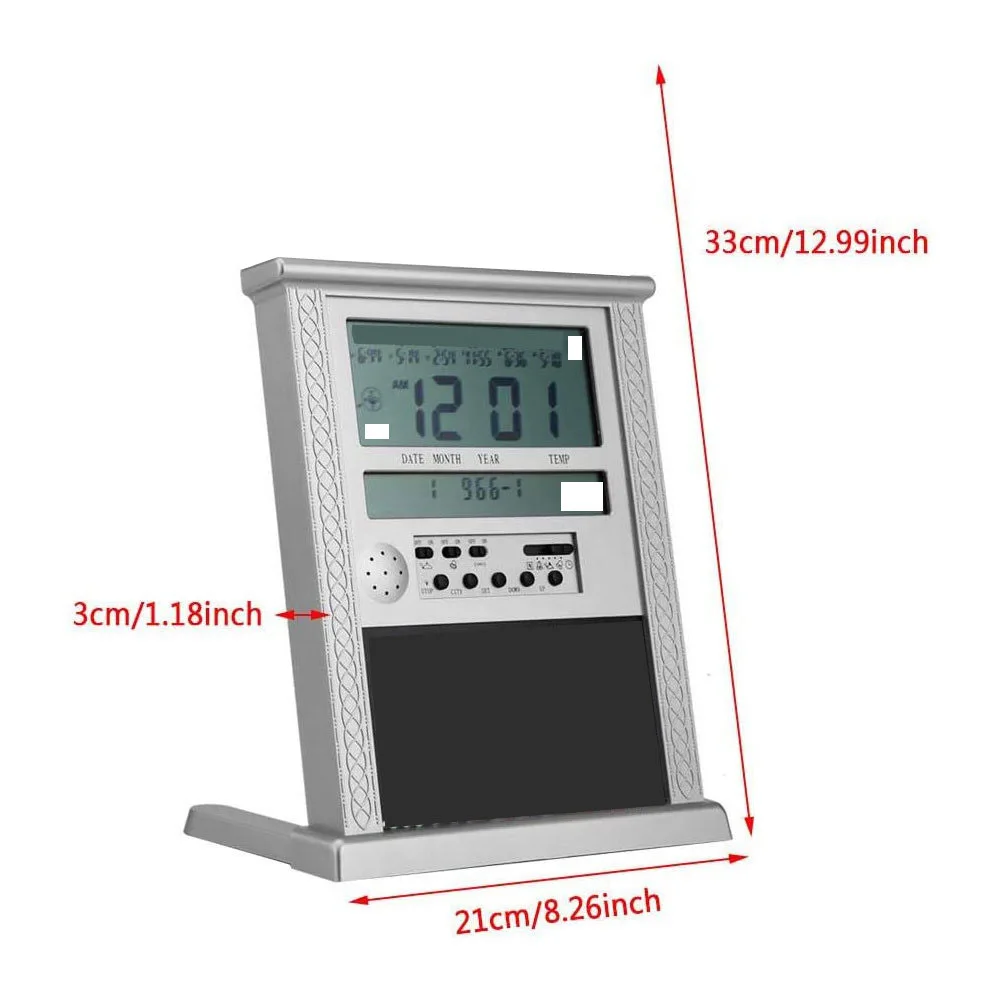 Desktop Alarm Clock HA-4004 Silver LCD Display, Dry Battery Operation