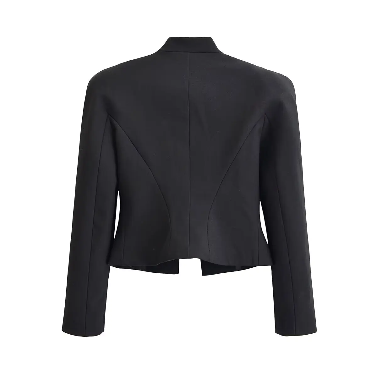 HH Damen Vintage Napoleon-Jacke Stehkragen Doppelreihig Schmal Geschnitten Schwarze Kurze Oberbekleidung Herbst Formelle Bürokleidung – Detail 3