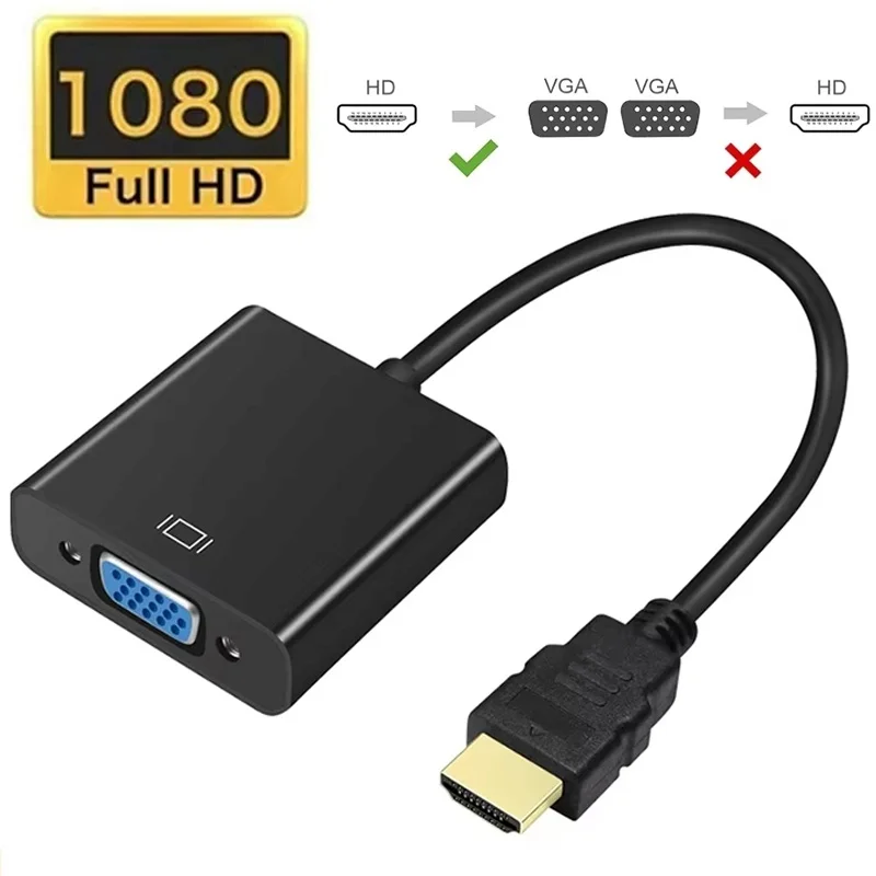 1080P HDMI-compatible To VGA Adapter HDTV Male To VGA Female Converter For PS4 Desktop Computer Laptop PC TV Monitor Projector