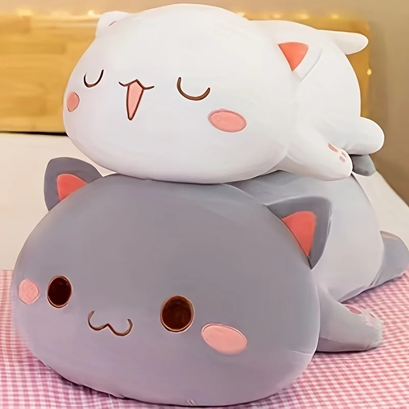 Kawaii Leżący kot Pluszowe zabawki Wypchana urocza lalka kot Urocza poduszka dla zwierząt Miękka poduszka z kreskówek Prezenty urodzinowe dla dzieci Wystrój sypialni