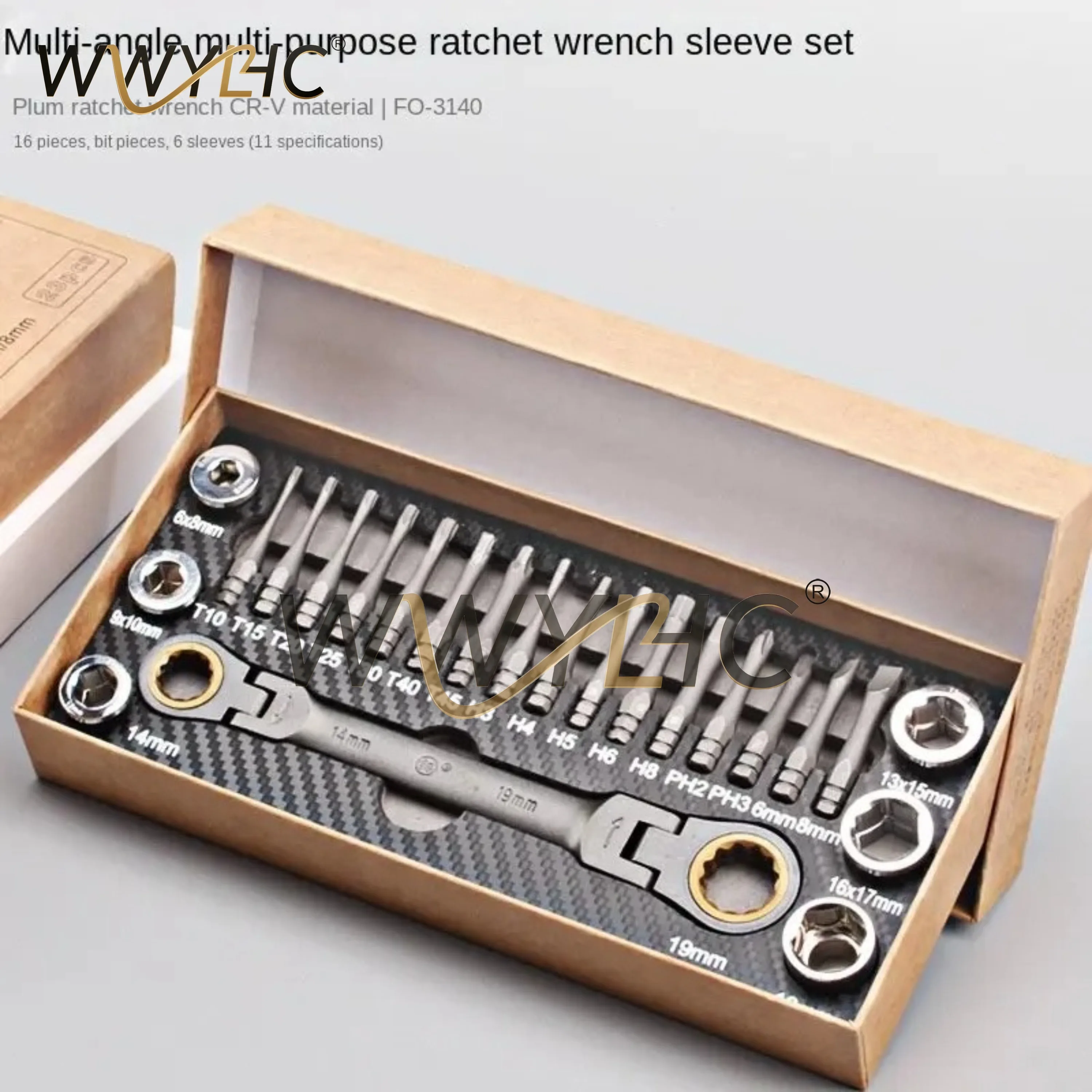 1Set Multifunctional Ratchet Spanner Set Flexible Head Ratchet Double Box Wrench Socket Screwdriver Bits Auto Repairing Tool