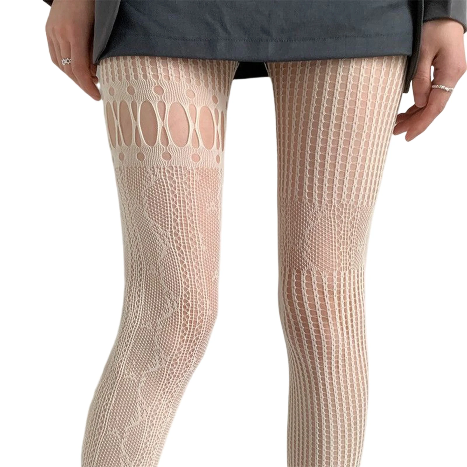 Women's Sexy Fish-net Stockings Lace-trimmed Vintage Thin Inner Leggings Party Club Sexy Tights Hollow Out Pantyhose, One Size