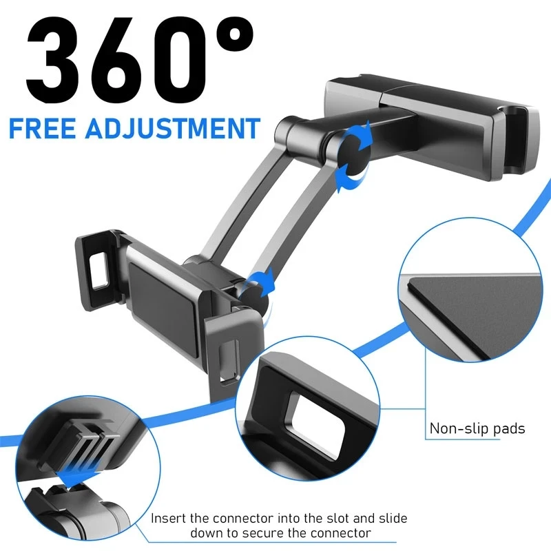 Car Back Seat Mount Tablet Car Holder For iPad Car Phone Holder Auto Headrest Backseat Car Tablet Holder Stand Cellphone Bracket