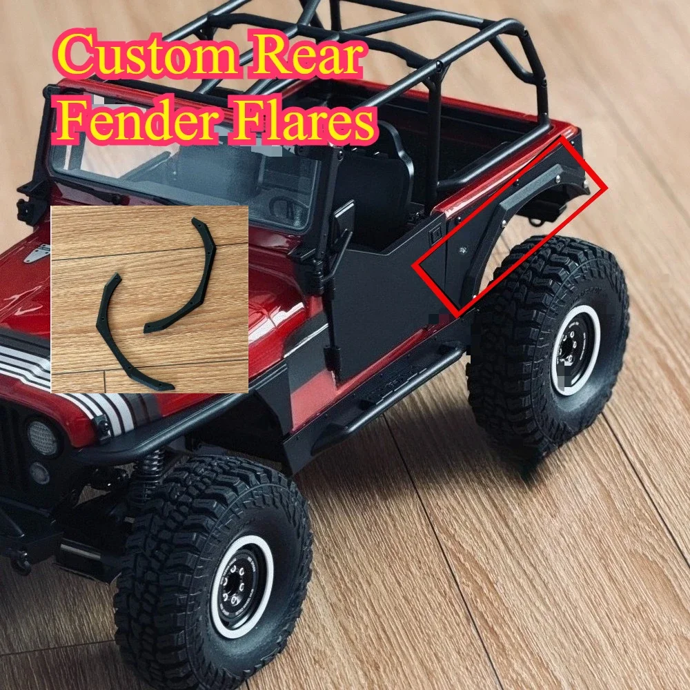 RC Crawler Upgrade Carbon Mixed 3D Printed Rear Fender Flares 6mm Thick custom size For 1/10 SCX10 CJ7 Replacement Parts