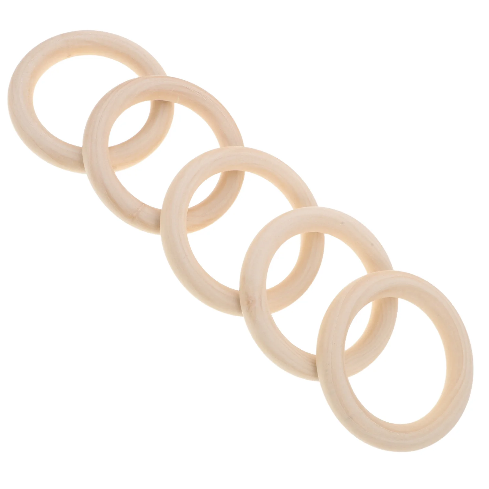 

5 Pcs Ring Handmade Wooden Rings Napkin Small Circles for Crafts Color Unfinished Macrame Beige