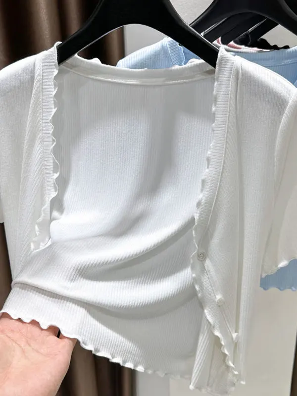 plus Size Modal Sleeveless Wrap Women's Summer Outerwear Cardigan Sun Protection Flounce Shoulder Short Length Cover up