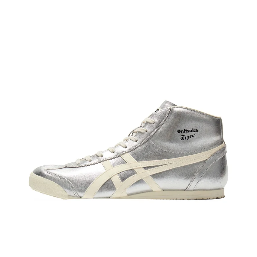 Onitsuka Tiger Mexico Mid Runner Abrasion Resistant Mid top Casual Shoes Unisex Silver 1183B577-020