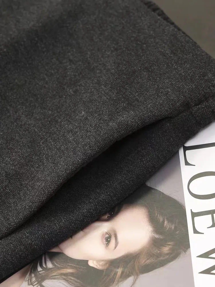 Ele Commuter Acetaat Wol Hoge Taille A-lijn Rok Vrouwen Herfst Winter Lange Rok Ci Woon-werkverkeer Geplooide Rokken