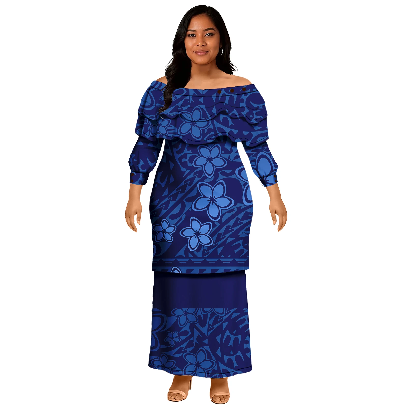 Women's Dress Asia & Pacific Islands Clothing Samoa Puletasi Polynesian Tribal Samoan Elegant Dress Long