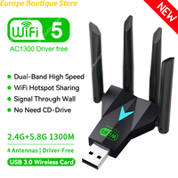Dual Band 1300Mbps WiFi USB Adapter 2.4G/5Ghz Wi-Fi Dongle USB3.0 802.11AC 4-Antenna Wireless Receiver For PC/Laptop Driver Free