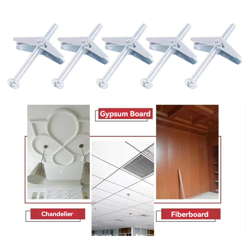 

75STO-100PCS 1/8-дюймовые тумблерные болты для гипсокартона, комплект сверхмощных анкеров для гипсокартона, анкеры для сухой стены и комплект винтов для потолка