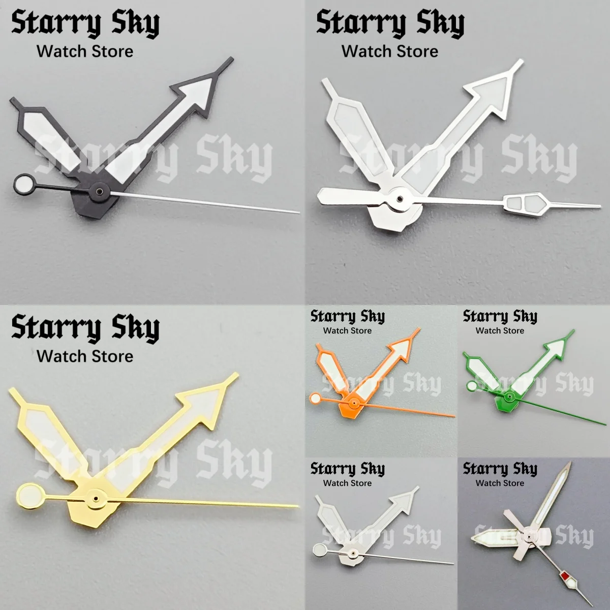 Starry Sky High Quality Silver/Gold/Black/Orange/Green Watch Hands With Green Luminous Fit For NH35/PT5000 Movement Watch Parts