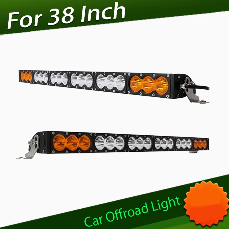 Amber White 38 Inch Single Row Roof Rack LED Bar Light 12V 24V 210W Car Offroad Light