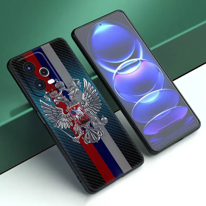 Russia Russian Flags Emblem Cartoon Cover Black Case For Xiaomi Mi POCO X6 Pro F5 M6 X5 X4 Pro X3 NFC M5 M4 M3 F2 Pro F4 F3 GT