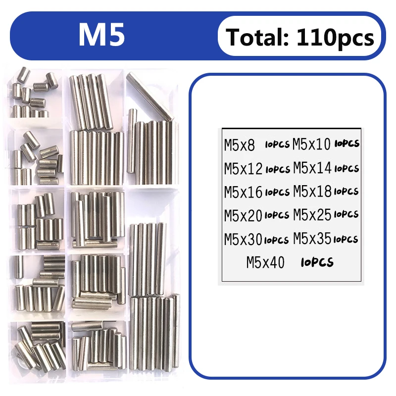 M1 M1,5 M2,5 M3 M4 M5 M6 M8 Zylinderstift Ortungsdübel-Set 304 Edelstahl Fester Sicherungsstift Wellenbefestigung Metall Vollstab – Detail 13