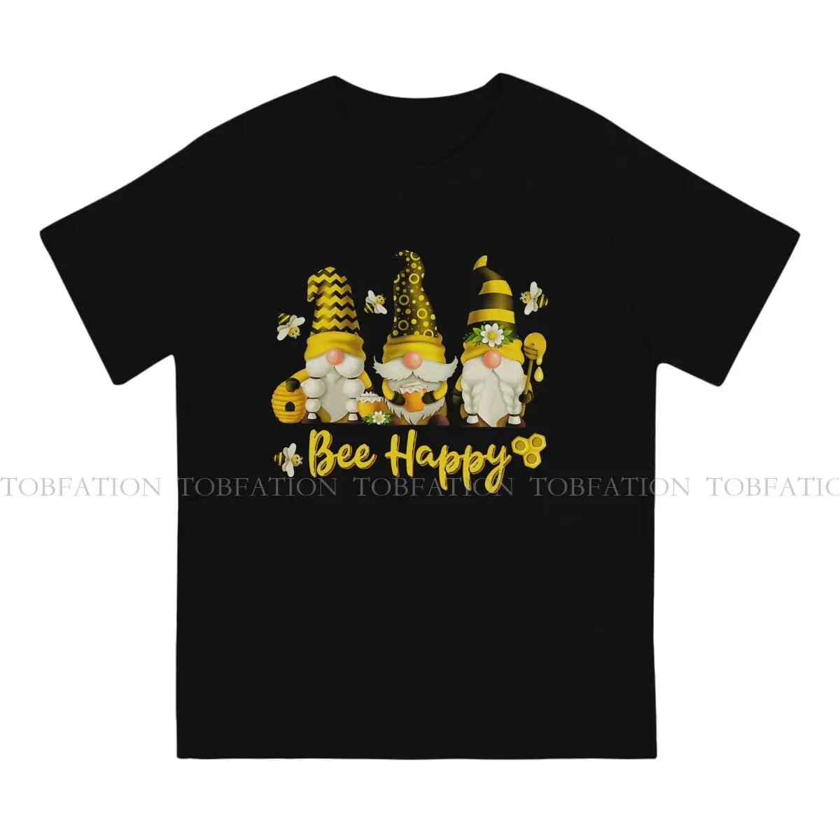 Bee Happy Bee Gnome Spring Fashion TShirts Bee Insect Male Style Fabric Streetwear T Shirt O Neck