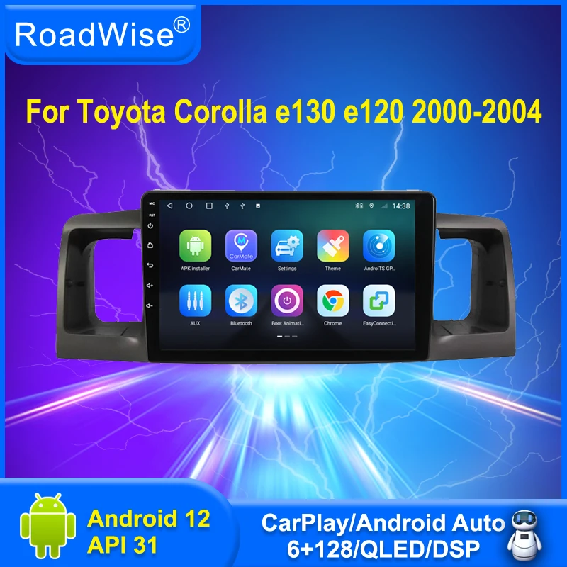 

Roadwise Multimedia Carplay Android Auto Radio For Toyota Corolla E130 E120 2000 2001 2003 2004 GPS DVD 4G DSP BT 2 din Headunit