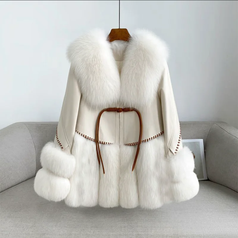 Warm Fox Fur Jacket for Women, One Overcoat, Fur Short Coat, Female Tops, Loose Stitching, Autumn and Winter Fashion, New, 2023