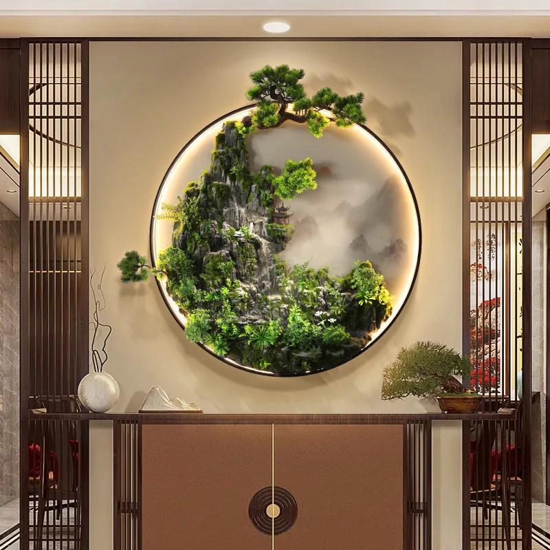 Flowing water generates wealth and enters the entrance, decorative hanging paintings, Chinese Zen rockery fountain feng shui l
