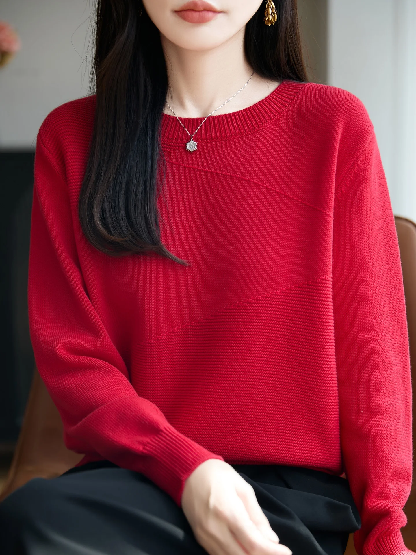 

Ey Thiened, вязаный свитер из чистого хлопка, женская внутренняя одежда, осень-зима, новая повседневная свободная футболка, мягкая длинная футболка све