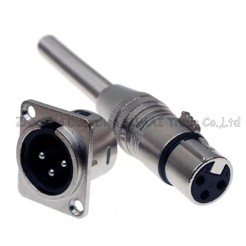 Silvery Audio MIC connector XLR 3 Pin female and male mount type socket,plug with a long spring