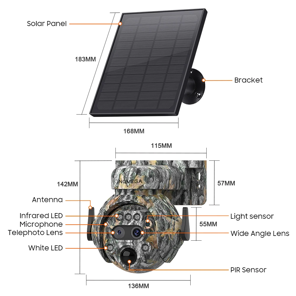 Imagem -06 - Inqmega-câmera Solar ao ar Livre Cor de Camuflagem Cctv Ptz 4g Sim Detecção Corporal Bateria Embutida 6mp Wifi