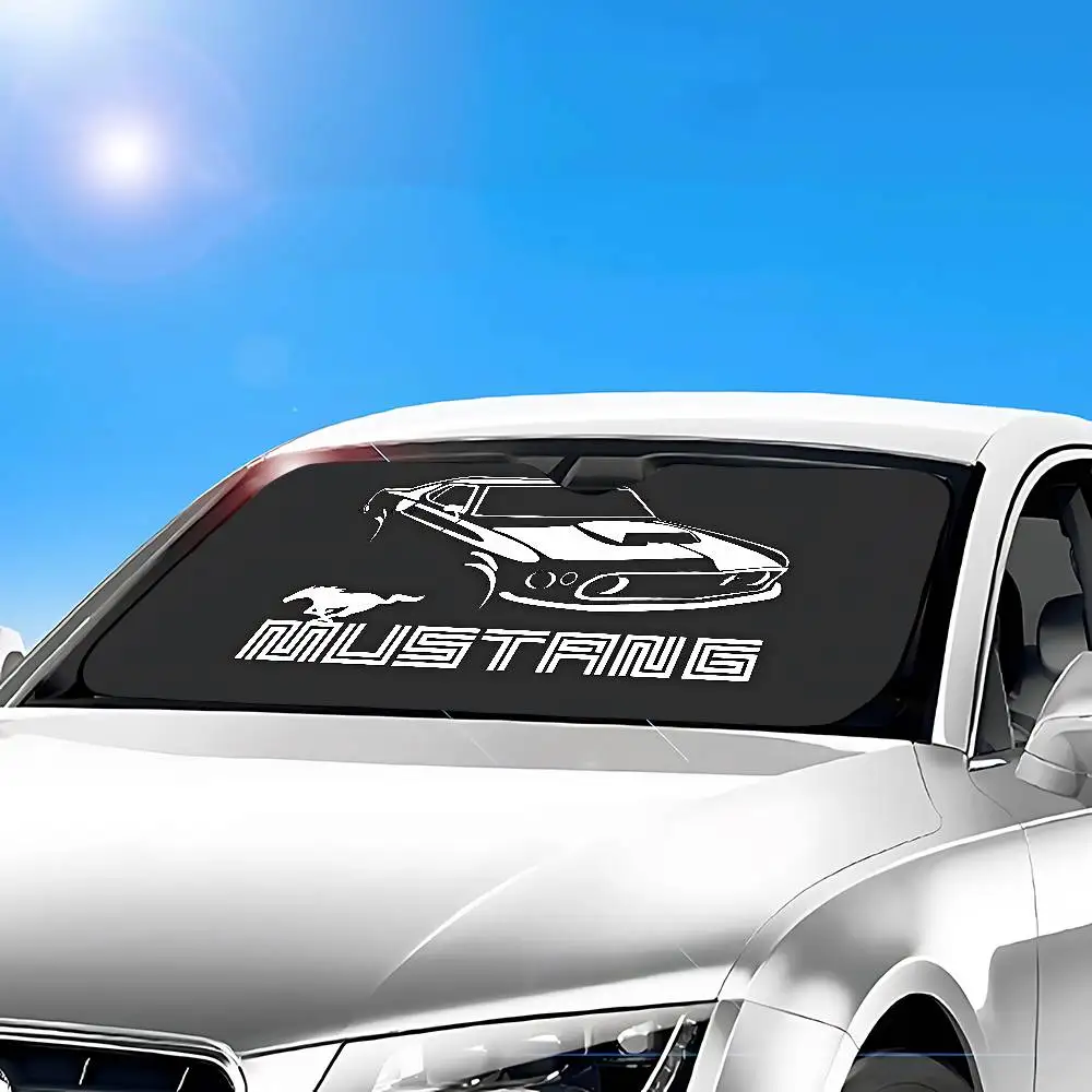 F-Fords M-Mustang 50 Y-ปี (20) ม่านบังแดดรถยนต์ม่านบังแดดรถยนต์ครอบคลุม Universal กระจกพับ Visor