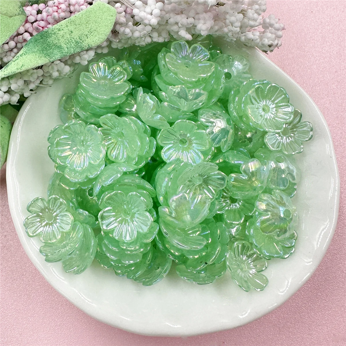 100Pcs 10mm Acrylic Small Daisy Flower Loose Beads DIY Pendant Fashion Jewelry Making