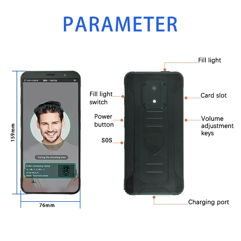 New Portable Mobile Face Recognition Terminal Handheld IC/NFC Check-In Employee Attendance Statistics WIFI Network Construction