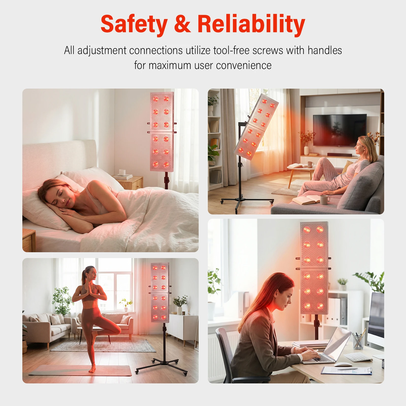 

Horizontal Rolling Stand Adjustable Height & Any Angle Red Light Stand with Wheel Locks 44 Lb Load Capacity Gift for Women