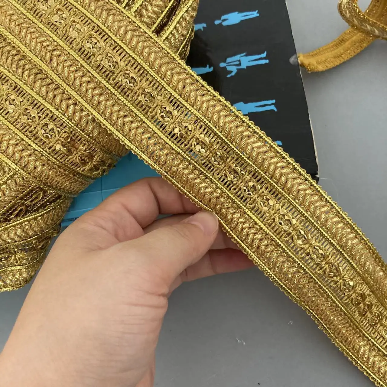 1 Yard 4.5cm Gold Lace Trim Ribbon Gold Thread Webbing Ethnic Style Clothing Embroidery Sequin Fabric Jacquard Accessories New