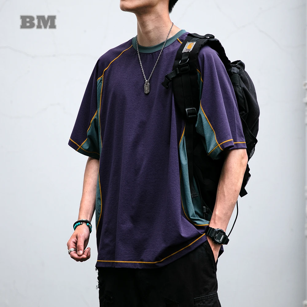 ‌Summer Loose Fit Color Block Quick Dry T Shirt Men Women Korean Fashion Casual Streetwear Outdoor Sport Couple Tee Trendy Top