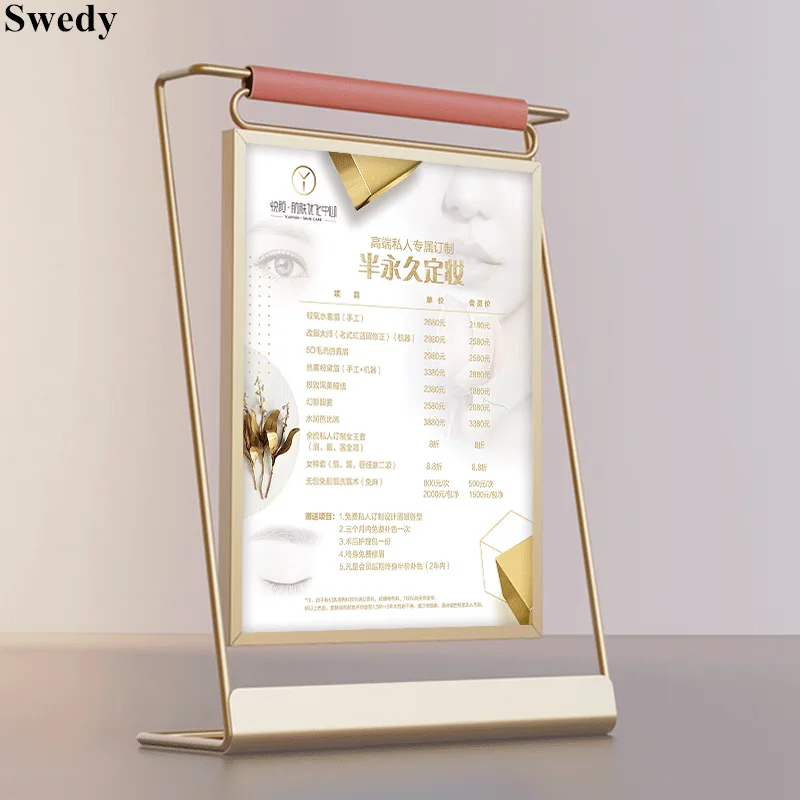 8 Inch 225x175mm Metal Beauty Salon Skin Price List Label Holder Table Hanging Sign Holder Menu Card Photo Picture Poster Frame