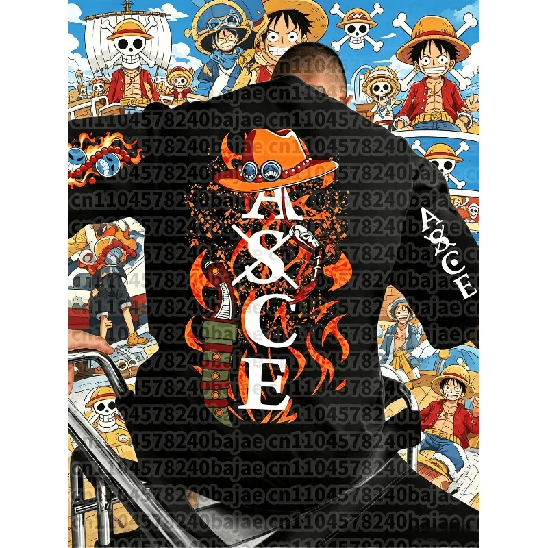 

One Piece Men's T-shirt Portgas D. Ace Japanese Anime Summer Boy Spring and Autumn Children's Short Sleeves Parent-Child Wear