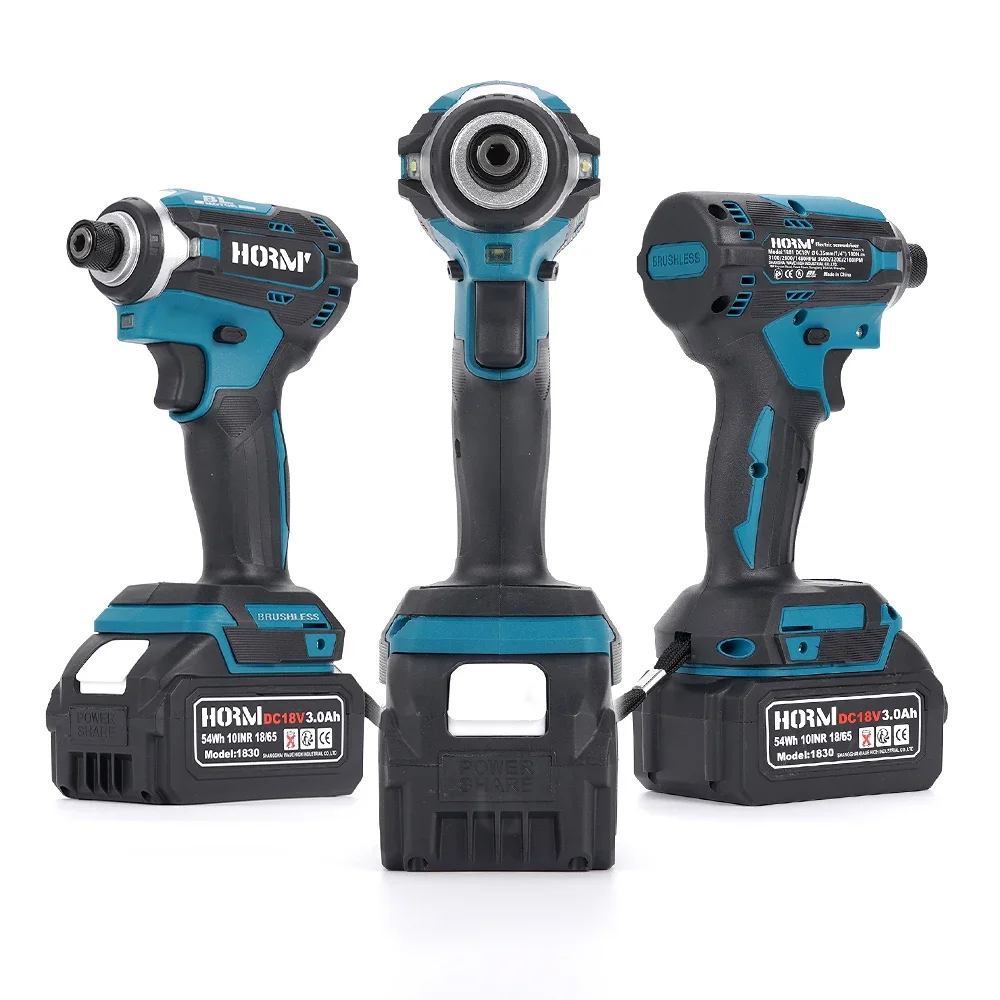 180N.m Borstelloze Elektrische Schroevendraaier Draadloze Slagmoersleutel 1/4 inch 3 Speed Boor Driver LED Power Tool Voor Makita 18V batterij