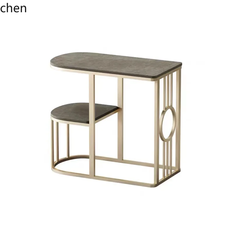 CZ Modern Chinese Style Tea Table and Chair Set, Elegant Rock Slab Tea Table