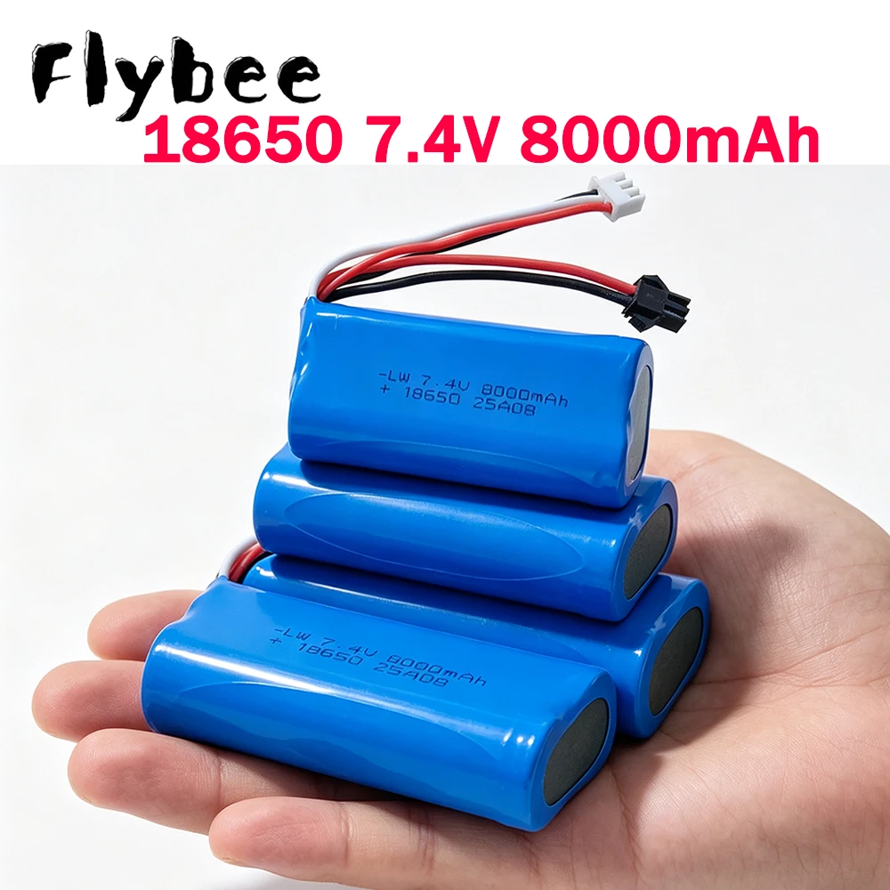 (SM-2P Plug) 8000mAh 7.4V 18650 Battery For WLtoys 104310 104311 H101 18301/18302 18311 18312 18322 RC Car Parts 7.4V Batteries
