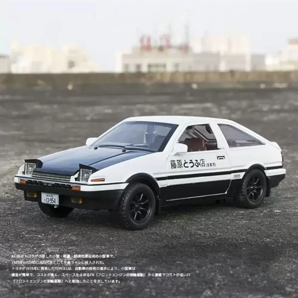 1:30 toyota ae86 modelo de carro brinquedos liga diecast metal corpo som luz puxar para trás portas abertas veículos crianças brinquedo meninos presente ornamento