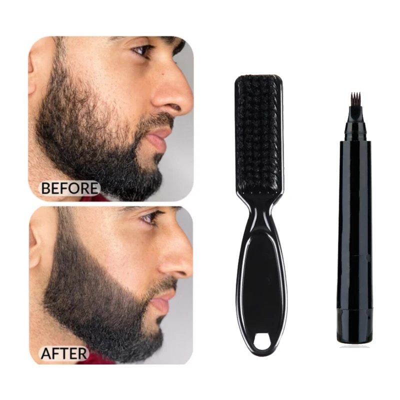 Beard Filling Pen Kit Beard Enhancer Brush Pencil Kit Coloring Shaping Tools Enhance Facial Hair Waterproof Proof Pencil