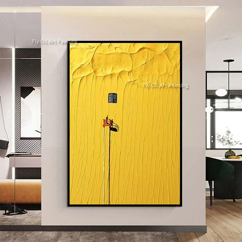 Abstract Golden Yellow Wall Art New Simple Design Home Wall Art Decor Items Large Light Green Yellow Land Canvas Oil Painting