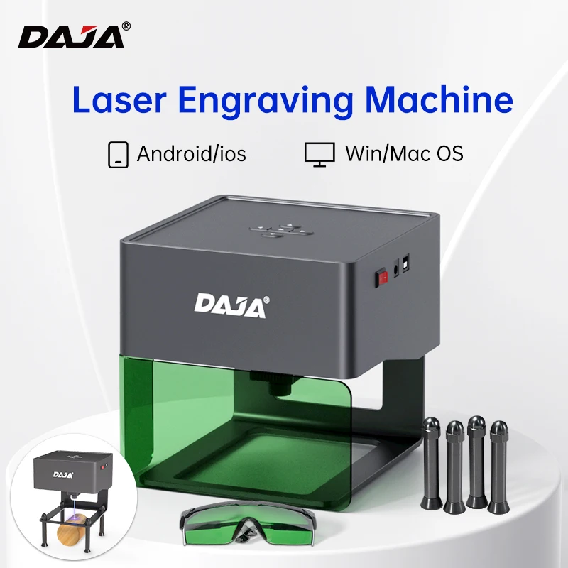 DAJA DJ6 3W Mini Laser Engraver,DIY Woodworking Wood Plastic Laser Engraving Machine Fast Mini Logo Mark Printer Cutter