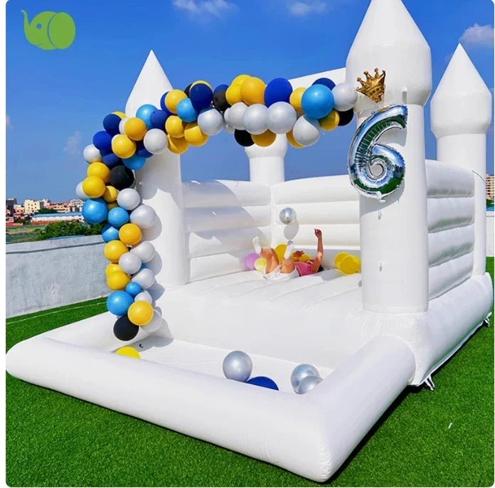 Small Bouncy Castle, Children's Bouncy House with Blower, Inflatable Wedding Trampoline, Slide Jumping Bed, Event Party, Outdoor