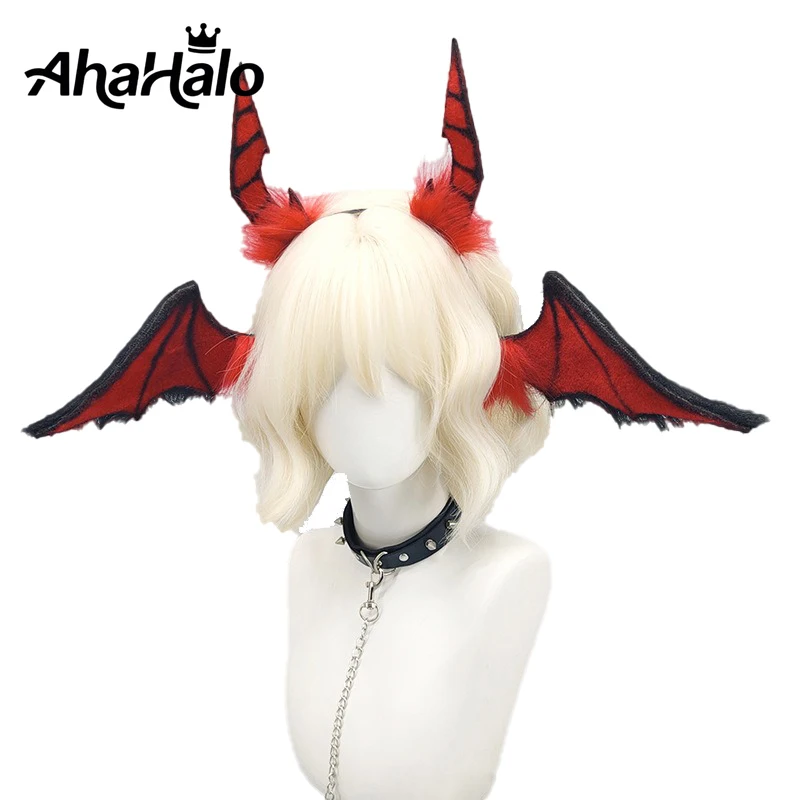 ハロウィンコウモリの翼ヘッドバンド黒赤悪魔の羽ヘッドバンドかぶと女性女の子コウモリ耳コスプレ衣装ヘアアクセサリー