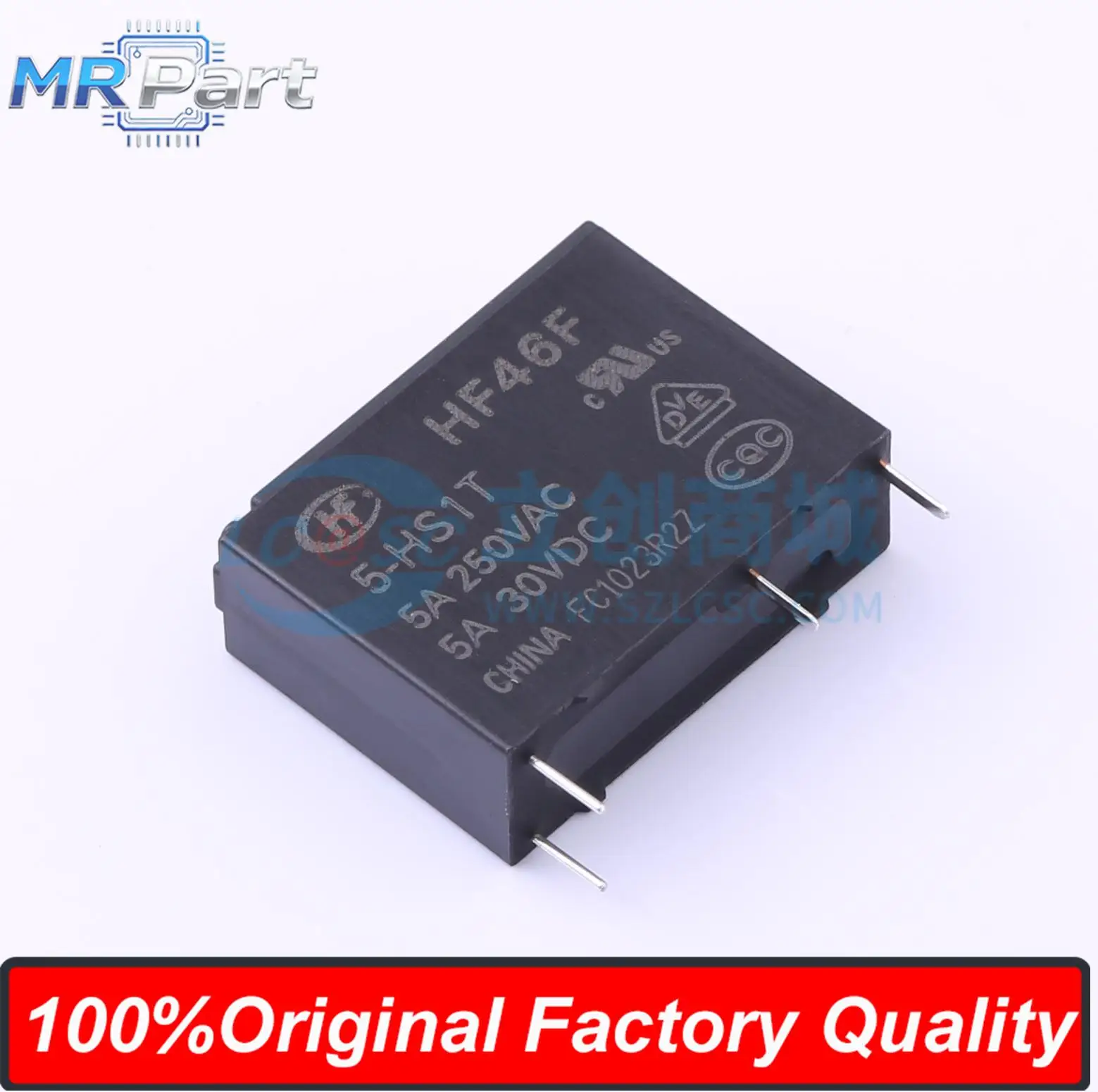 5 Pieces HF46F/5-HS1T Ultra-compact Medium-power 5VDC Relays 5A 250VAC Single-pole Single-throw Normally Open 4-pin