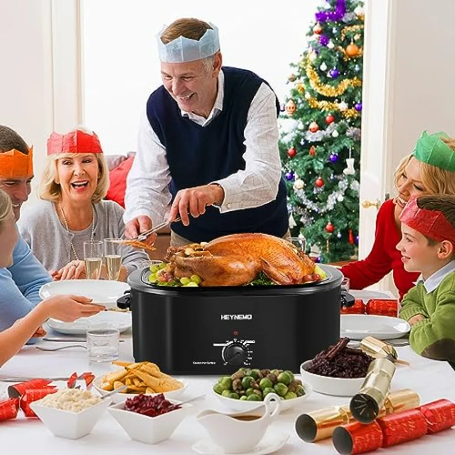 18 Quart Roaster Oven with Self-Basting Lid, Electric Turkey Roaster Oven with Defrost and Warm Function, Adjustable Temperatur