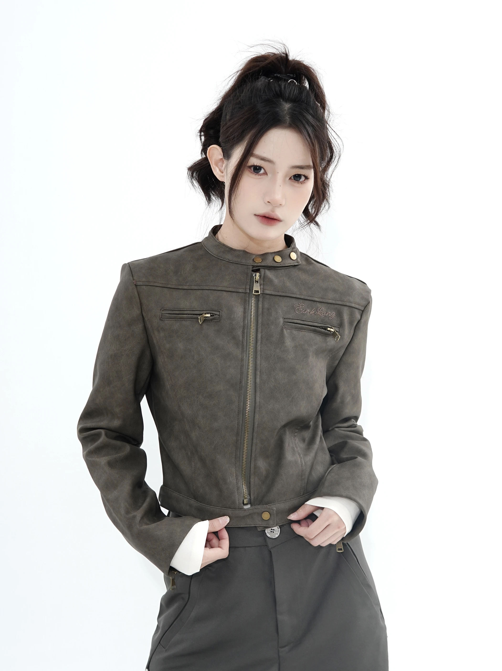 XFX 秋冬アメリカンレトロバイクレザージャケット女性用オートバイコットンコートアウターウェアスリーブライダーベスト